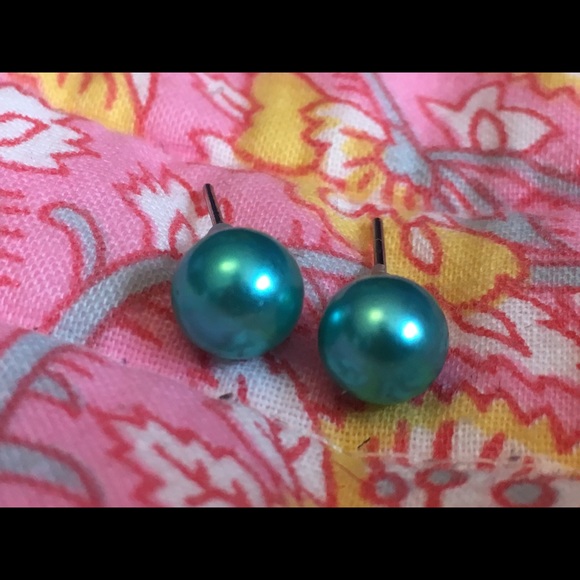 Turquoise pearl earrings - Picture 1 of 1