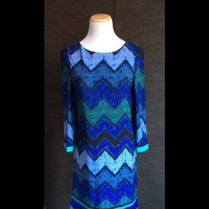 Shades of blue multicolored Eliza J sheath dress