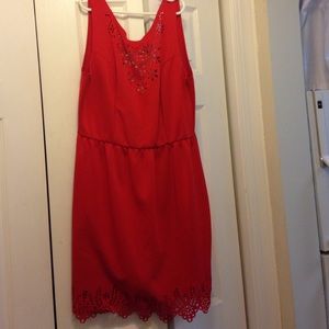 Red lace cutout dress