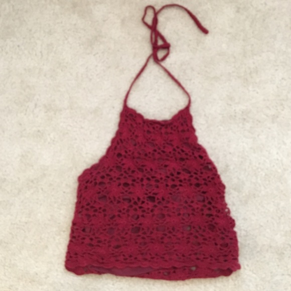 Crochet Pac Sun Halter Crop Top