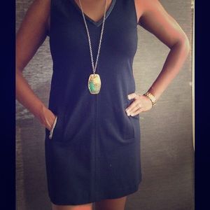 Black Banana Republic dress with leather trim