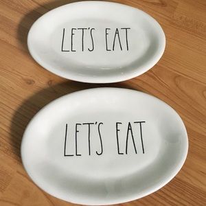 Rae Dunn "let's eat" oval plates