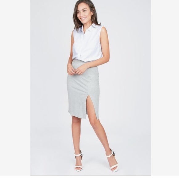 Front split knee light heather grey skirt