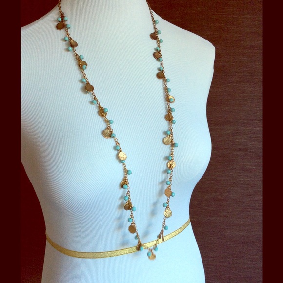 Cute turquoise and gold chain necklace