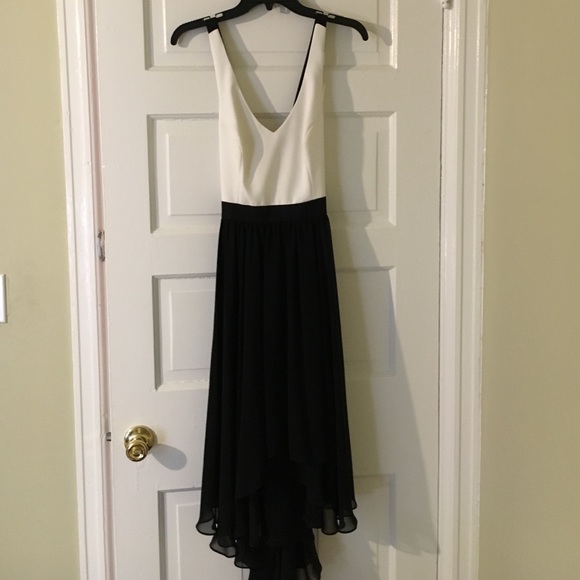 Aidan Mattox Black&White CrossBack High-Low Dress - Picture 1 of 4