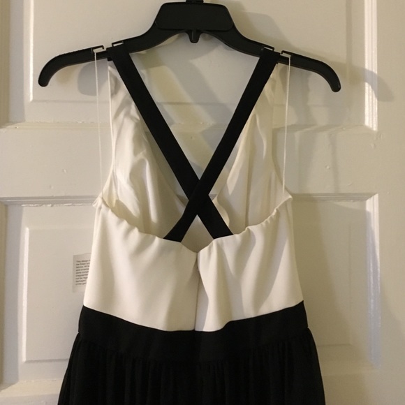 Aidan Mattox Black&White CrossBack High-Low Dress - Picture 3 of 4