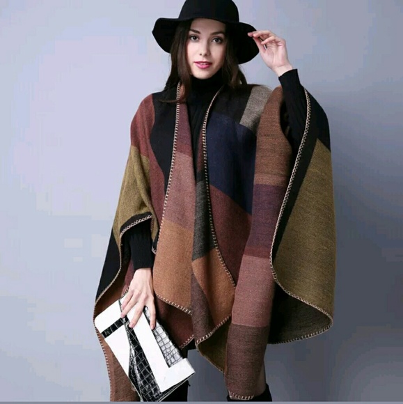🌟Luxe Cashmere Blanket Wrap Cape Poncho - Picture 3 of 6