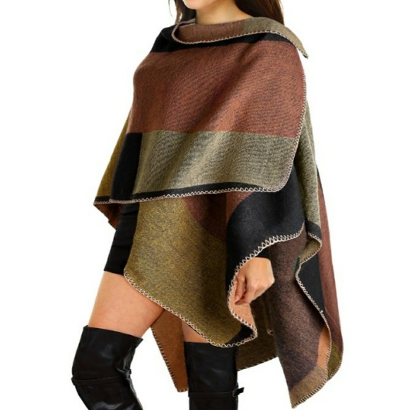 🌟Luxe Cashmere Blanket Wrap Cape Poncho - Picture 2 of 6
