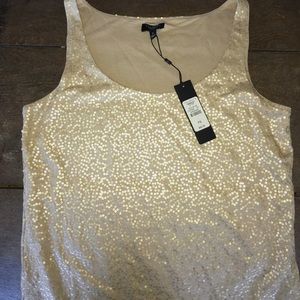 NWT Talbots Nude and Gold Sequin Tank Size PS