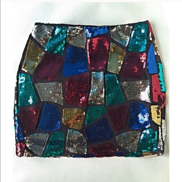 Sequin Multi Color Skirt - Picture 2 of 3