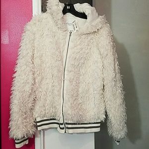 White Faux Fur Jacket Medium