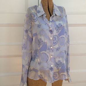 Ann Taylor SZ 14 Blue Silk Shirt with Camisole