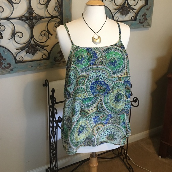 Cute Layered Blouse Joy Joy Size M Blue/green