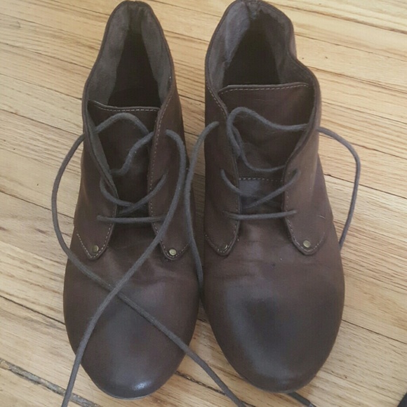 Brown lace up booties