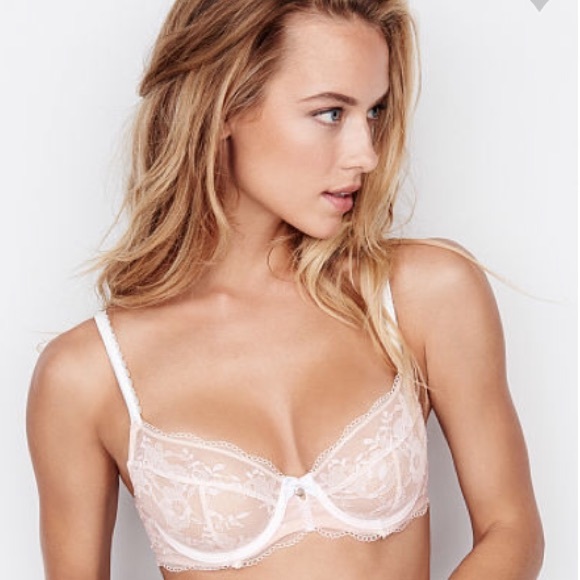 Unlined demi white lace nude lining