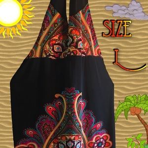 🏷PRICE DROP🏷Black halter dress w/colorful design