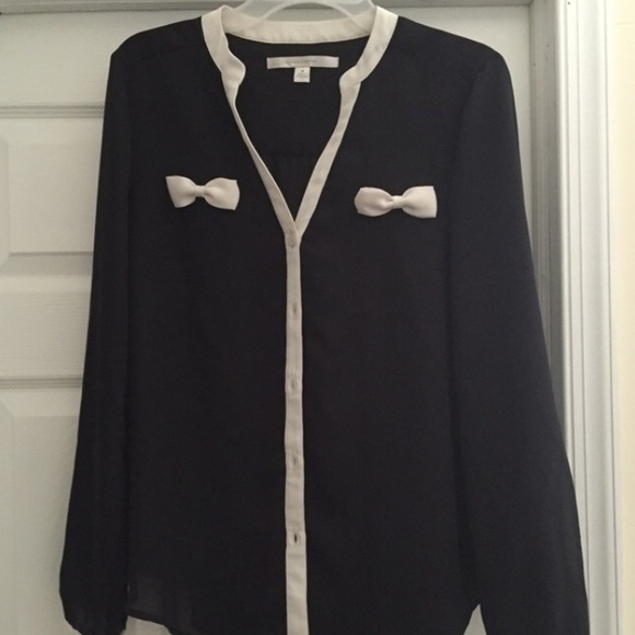 Black Lauren Conrad Blouse with White Bows