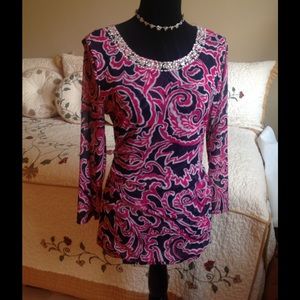 International Concepts sheer  rhinestones neck