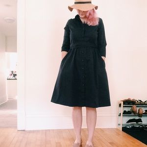 Navy Button Down Dress