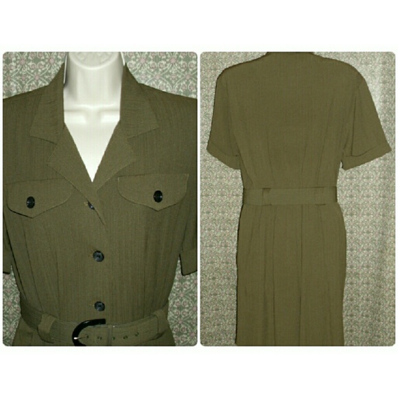 VINTAGE ARMY GREEN ROMPER WITH BELT! - Picture 2 of 3