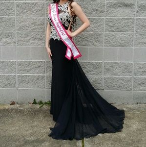 Black and white pageant/prom/homecoming dress