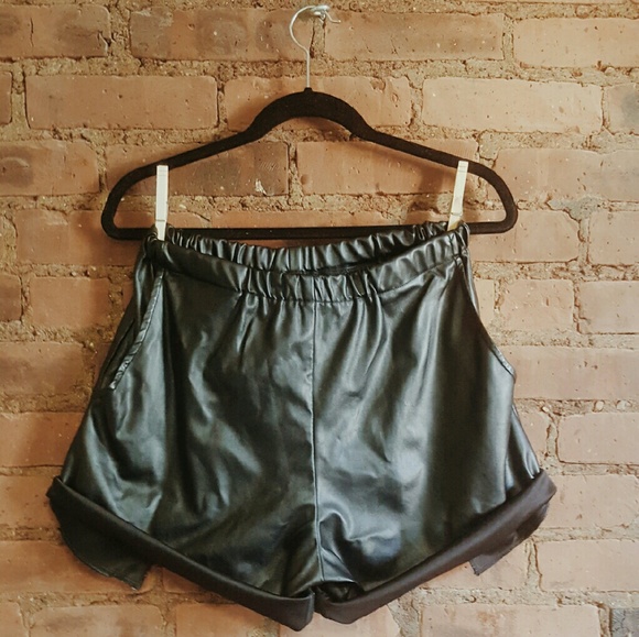 *MADE IN BROOKLYN* Vegan leather basketball shorts