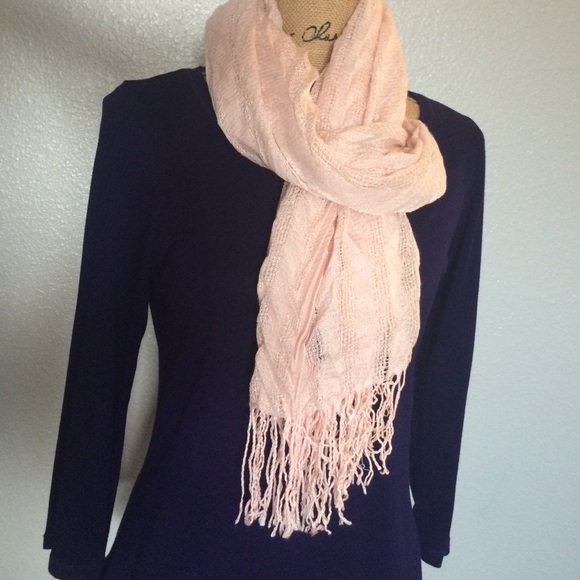 Pink Fringe Scarf