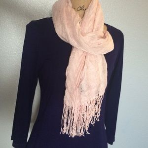 Pink Fringe Scarf