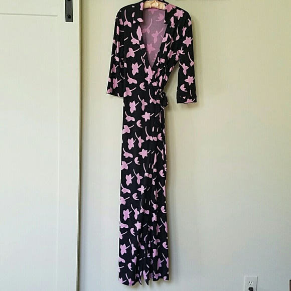 DVF long knit wrap dress