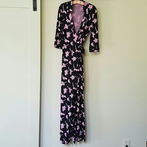 DVF long knit wrap dress