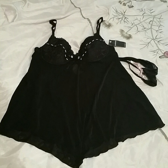 New mesh sheer sexy Rampage babydoll and thong