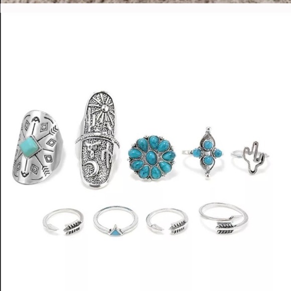 💥last one💥NEW 9 piece boho gypsy ring set - Picture 4 of 4