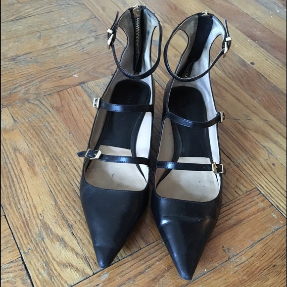 Zara black buckle up heels