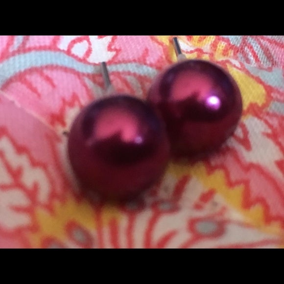 Raspberry pearl earrings - Picture 1 of 1