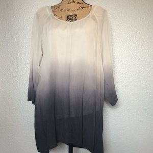 3/4 Sleeve Ombre Blouse (Sheer)