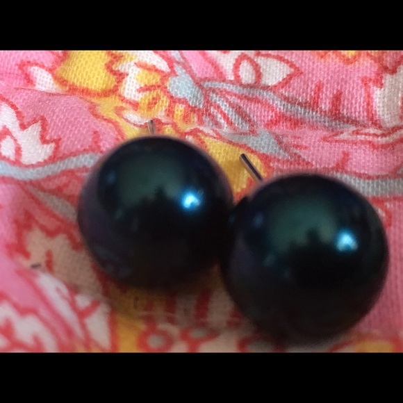 Midnight blue pearl earrings - Picture 1 of 1