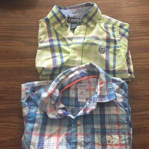 2 boys short sleeve button down shirts
