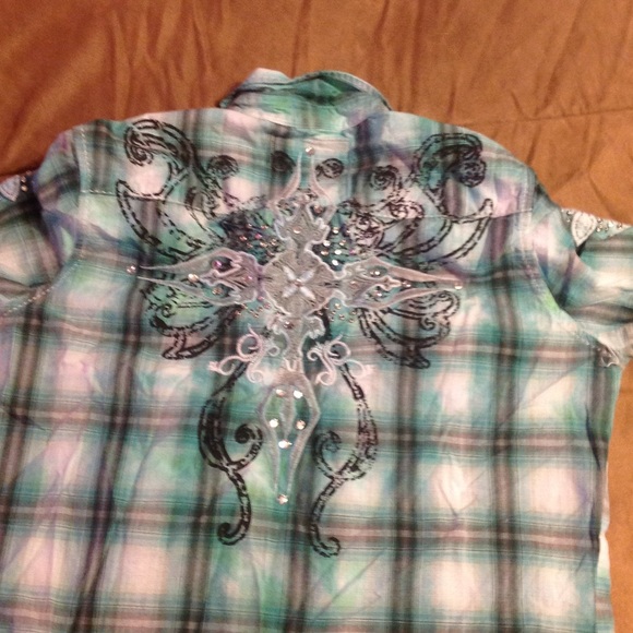 ROAR 3/4 sleeve button down shirt size medium
