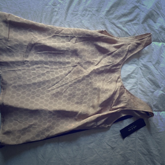 Ark & Co Sleevless Taupe Dot Tank. New. Size S.