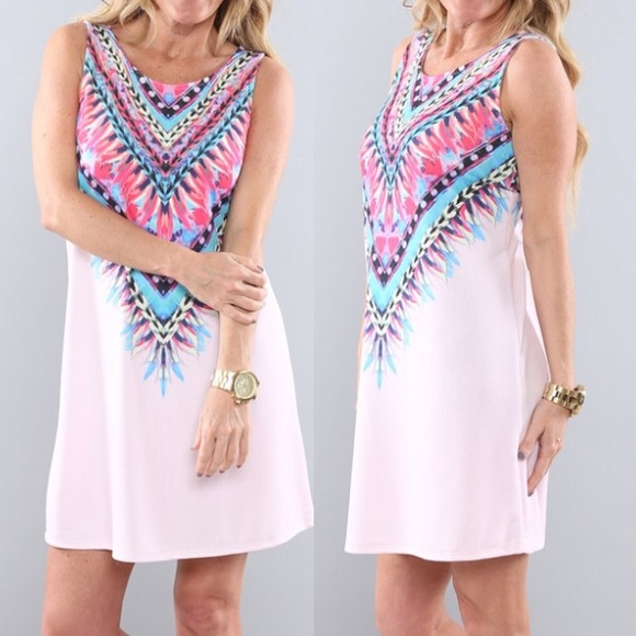 Pink Sleeveless Shift Dress