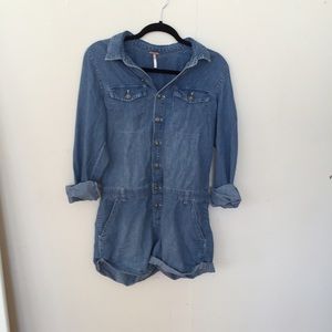 Shortall denim romper