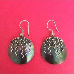 Mother of pearl earrings-sterling silver accents