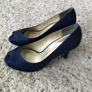 Beautiful dark blue (navy) peep-toe heels
