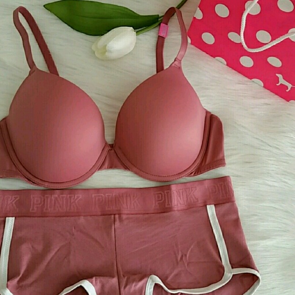 BEAUTIFUL NEW Pink Vs  Push-up Bra + Boyshort SET - Picture 3 of 4