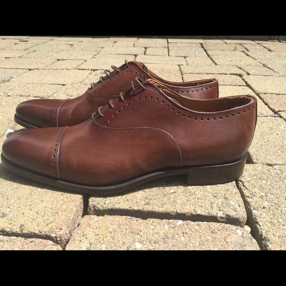 Men's captoe brown shoes size 10 Barney's New York - Picture 3 of 4