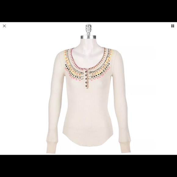 Free People Emboidered Thermal, sz XS