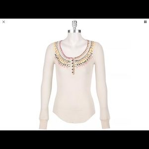 Free People Emboidered Thermal, sz XS