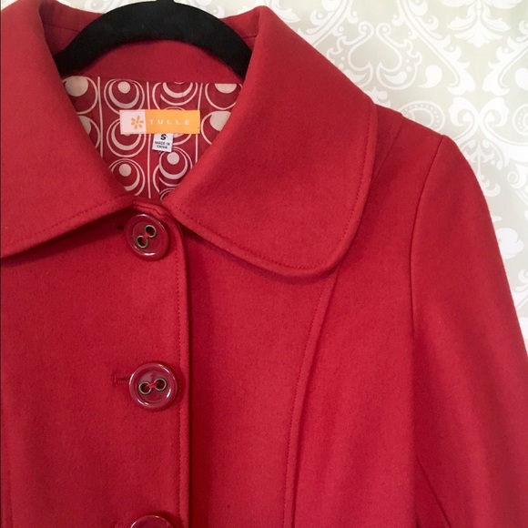 Tulle berry red pea coat - Picture 2 of 3