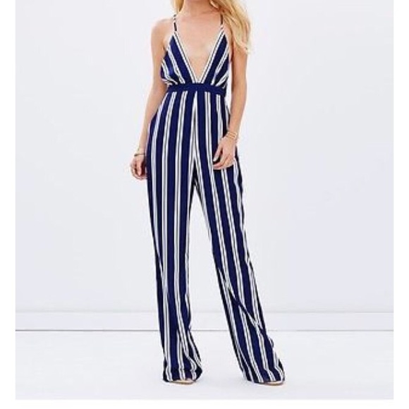 Jetset Diaries Palace Stripe Jumpsuit NWT small
