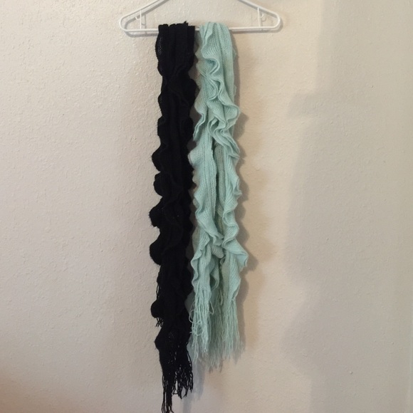 Black and green ruffled scarves! :)